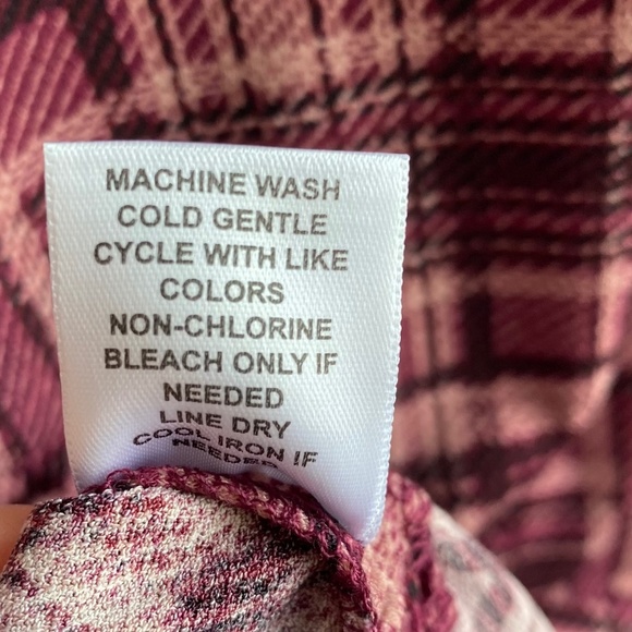 ELLE Ruched Top & Scarf Set Short Sleeve Scoop Neck Pink Plaid Large - Picture 9 of 11